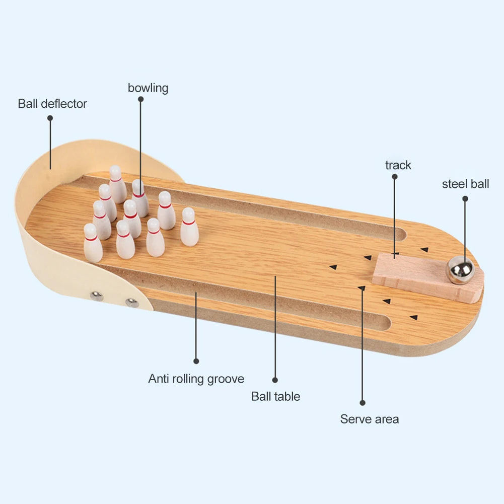 Wooden Board Bowling Toys with 10 Pins